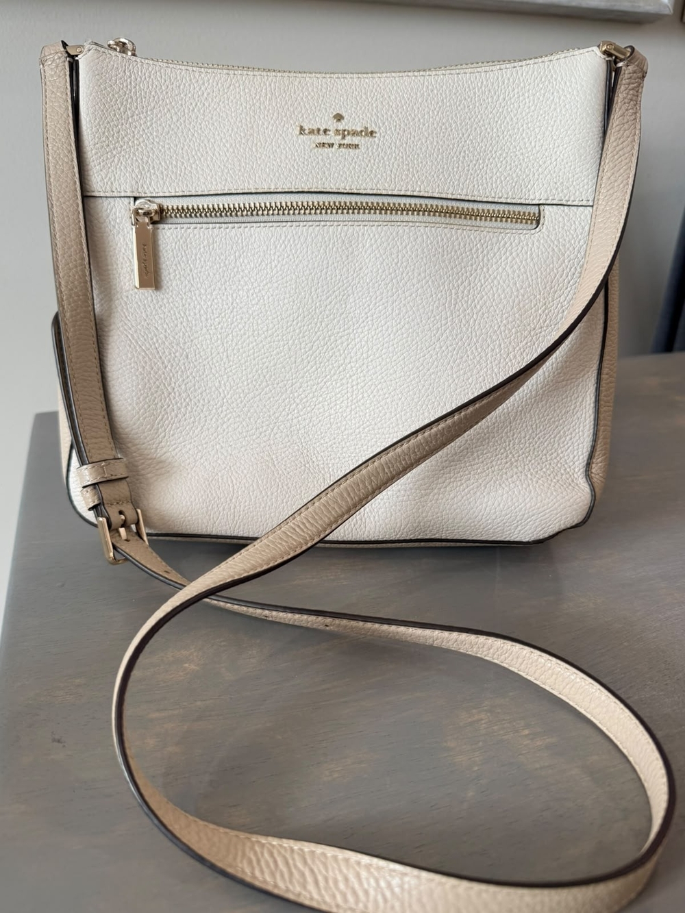 kate spade Cream Crossbody Bag with Beige Strap